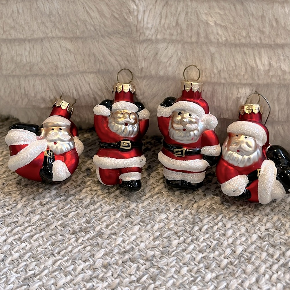 Glass Santa ornaments